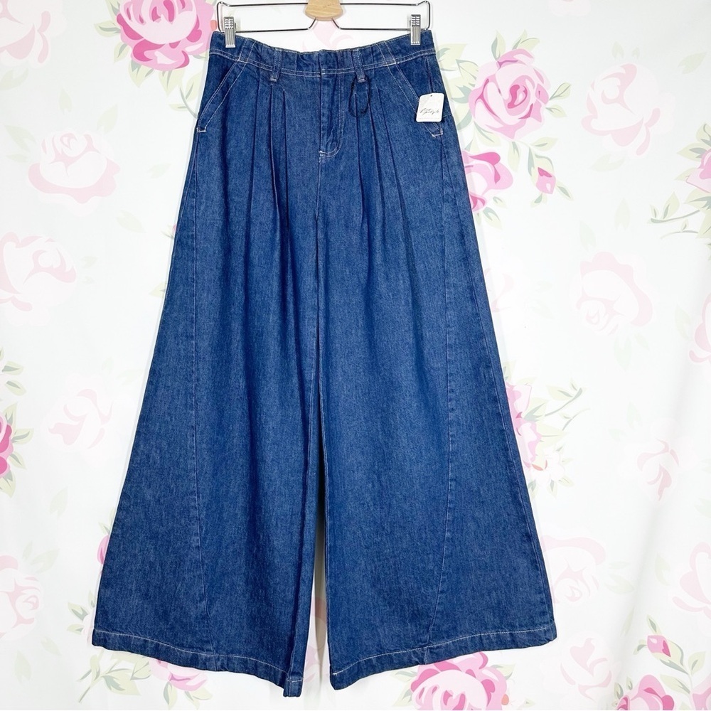 NEW Free People We The Free Equinox Trouser Ritual Blue Wide Leg Denim 26
